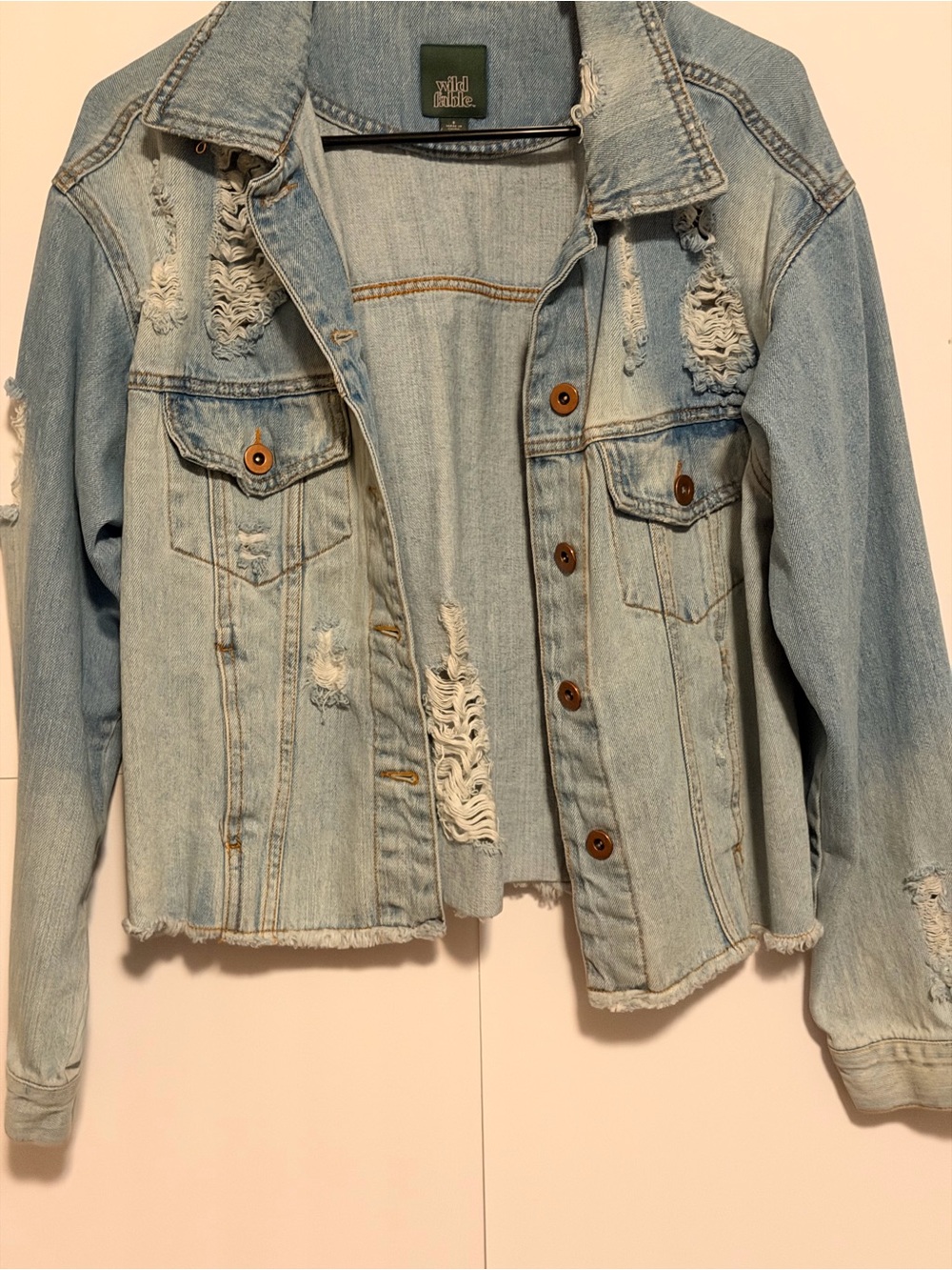 wild fable Distressed Light Blue Denim Jacket